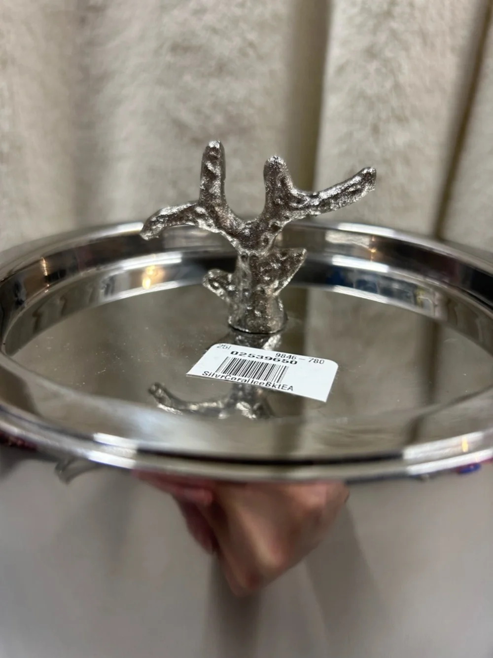 Pottery Barn Silver Coral Handcrafted Ice Bucket Aluminum Steel Nickel Finish